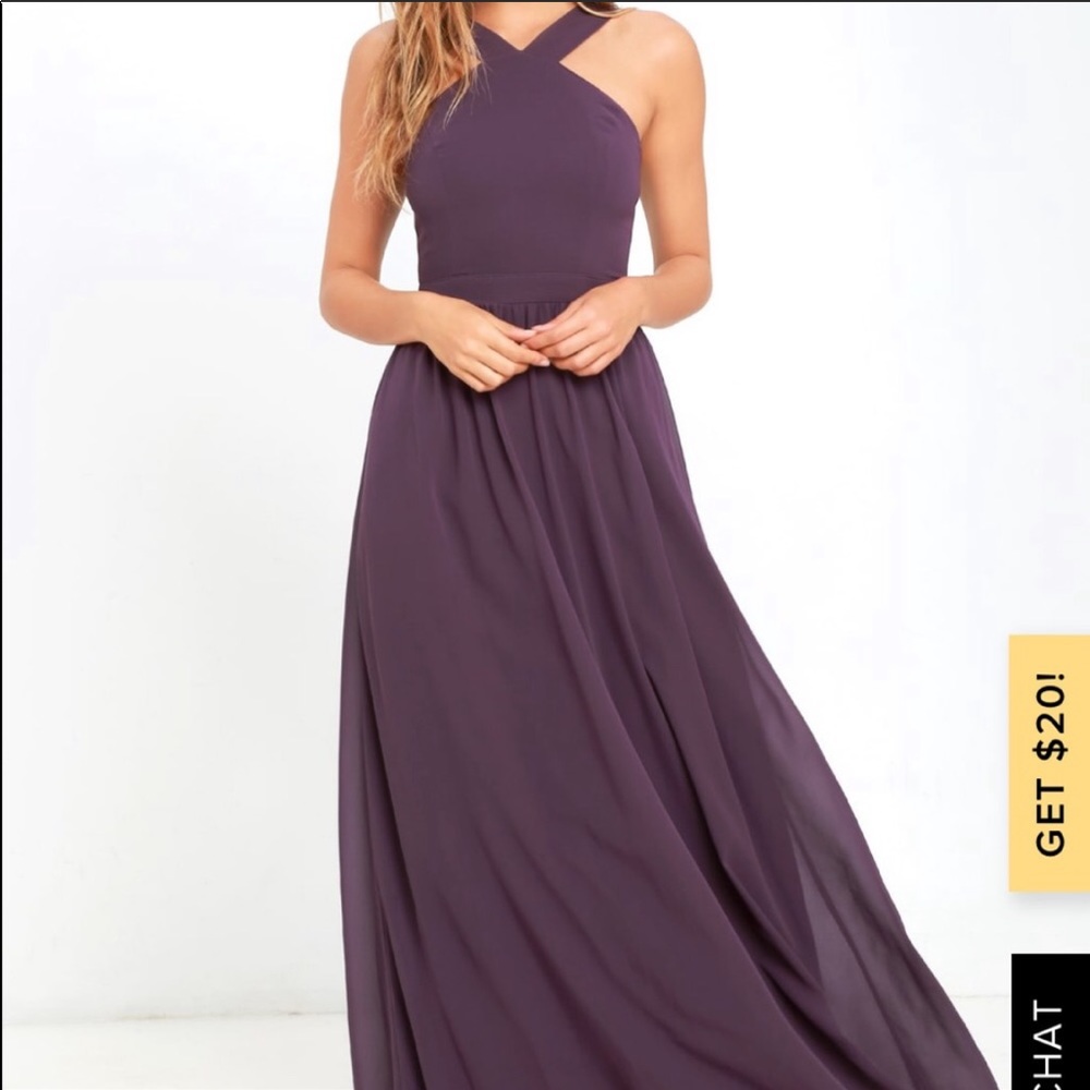 Lulus Dusty Purple Halter Top Bridesmaid Formal Prom Dress Wedding Guest Dress